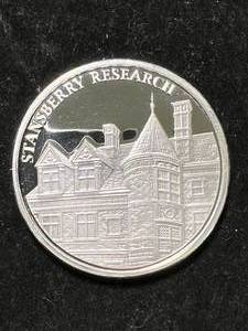 lot 60 image: 1 TROY OZ .999 FINE SILVER STANSBERRY RESEARCH ROUND