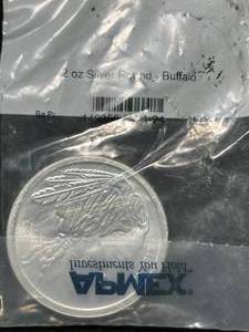 lot 66 image: 2 TROY OZ .999 FINE SILVER BUFFALO INDIAN ROUND