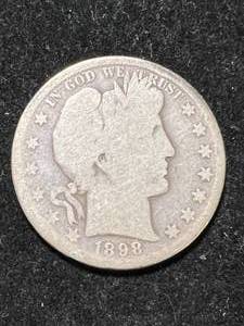 lot 71 image: 1898-S US BARBER HALF DOLLAR