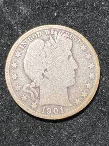 lot 78 image: 1901-S US BARBER HALF DOLLAR