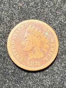 lot 95 image: 1874 US INDIAN HEAD CENT
