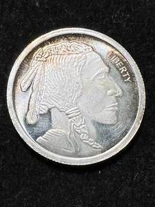 lot 102 image: HALF TROY OZ .999 FINE SILVER BUFFALO INDIAN ROUND