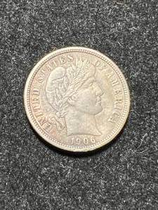 lot 103 image: 1906 US BARBER DIME AU