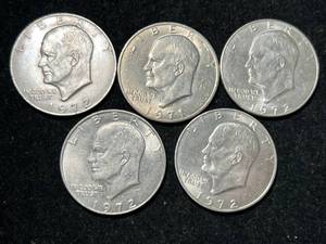 lot 105 image: GROUP OF 5 US EISENHOWER DOLLARS