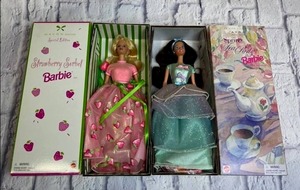 lot 10 image: Vintage Avon Special Edition Strawberry Sorbet and Spring Tea Party Barbie Dolls (New Open Box with Box Wear)