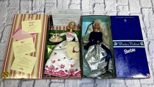lot 13 image: Vintage Victorian Tea and Winter Velvet Barbie Dolls (New Open Box with Box Wear)