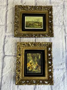 lot 20 image: Vintage Ornate Framed Prints with Fox Hunting & Renaissance Themes (6 x 7 Frames)