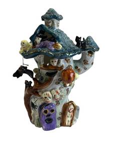 lot 21 image: Ceramic Halloween Haunted House Candleholder (11 Tall)