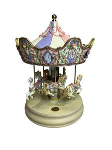 lot 25 image: San Francisco Music Box Carousel 15 Large Merry-Go Round Les Fleurs d Amour