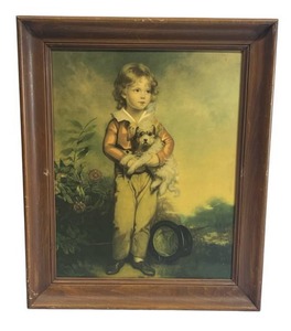 lot 46 image: Vintage Framed Arthur Davis Master Simpson Boy with Dog Print (19 x 24 Frame)