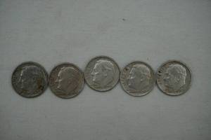 lot 224 image: Silver Dimes 5ct