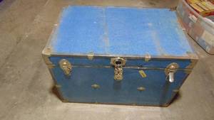 lot 76 image: Large Blue Metal Trunk