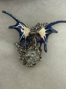 Mystical Metal Dragon Wing Pendant with Chain