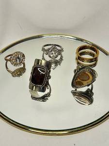 Collection of 5 Assorted Rings with Gemstone Accents