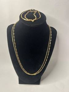 Set of 14K Gold Plated Necklace and Bracelet