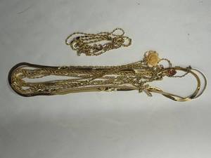 Collection of 14K Gold Plated Necklaces with Floral Pendant
