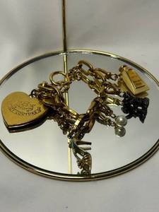 Juicy Couture Gold-Tone Charm Bracelet with Heart Pendant and Charms