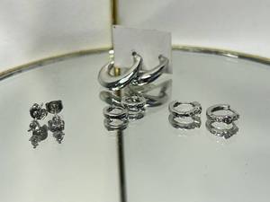 Collection of Silver Hoop and Stud Earrings