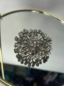 Vintage Rhinestone Flower Brooch with Silver-Tone Finish