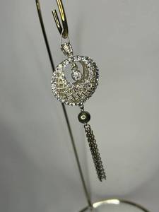 Elegant Silver Necklace Pendant with Crystal and Tassel Design