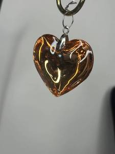 Amber Heart Shaped Glass Pendant
