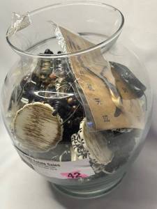 Assorted Jewelry Craft Beads Collection in Glass Vase