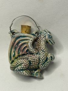 Vintage Dragon-Themed Ceramic Perfume Bottle with Cork Stopper