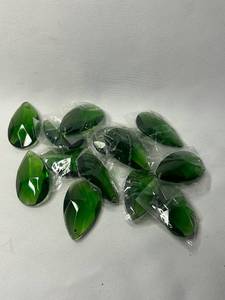 Set of 10 Green Tear Drop Crystal Pendants