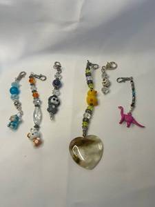 Set of 5 Charm Keychains with Swarovski Crystal Beads