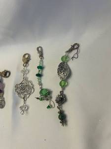 Set of 5 Swarovski Crystal Charm Keychains with Beaded Accents