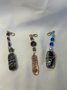 Set of 3 Keychains with Swarovski Crystals and Inspirational Charm