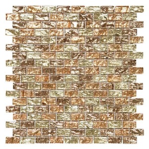 lot 44 image: Jeffrey Court Infusion Gold Metallic 11.875 in. x 11.375 in. Interlocking Brick Glass Mosaic Tile (81 sq. ft)