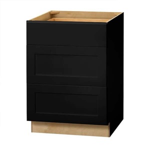 lot 64 image: Avondale 24 in. W x 24 in. D x 34.5 in. H Ready to Assemble Plywood Shake Drawer Base Kitchen Cabinet in Raven Black