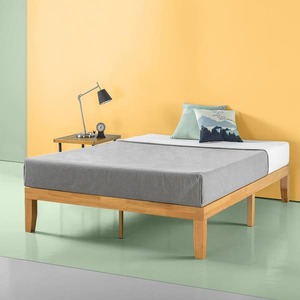 lot 83 image: Brown Natural Wood Frame Queen Platform Bed