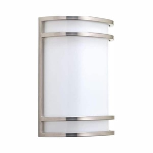lot 86 image: 1-Light Brushed Nickel Integrated LED Wall Sconce