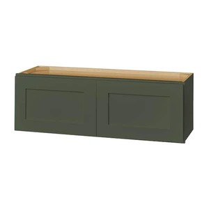 lot 97 image: Hampton Bay Avondale 36 in. W x 12 in. D x 12 in. H Ready to Assemble Plywood Shaker Wall Bridge Kitchen Cabinet in Fern Green