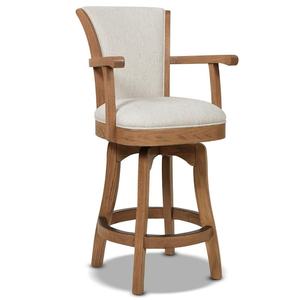 lot 102 image: Williams 27 in. White Pepper Modern High Back Swivel Kitchen Counter Height Bar Stool with Armrests and Wood Frame