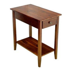 lot 113 image: (2) Solid Acacia Wood 23 in. Mahogany Recliner End Table