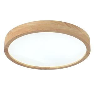 lot 115 image: (2) 15.74 in. Log Color Wood Dimmable Flush Mount LED Ceiling Light with Remote and Integrated LED Light Source Included