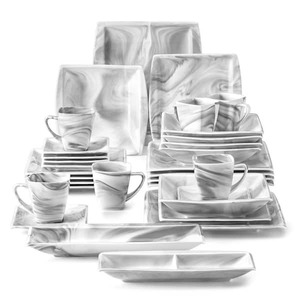 lot 116 image: MALACASA Blance 32-Piece Marble Gray Porcelain. Dinnerware Set (Service for 6)