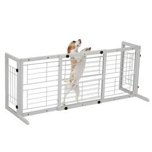 lot 125 image: COZIWOW 38 in. to 71 in. W Adjustable Pet Gate, Solid Wood Dog Fence for Doorway, Stairs