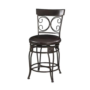 lot 127 image: Benjara 42 in. Black Full Back Metal Frame Fabric Upholstered Counter Bar Stool