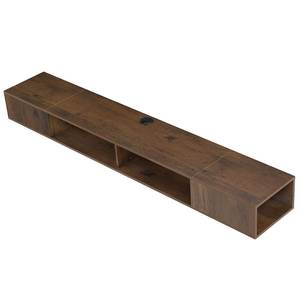 lot 132 image: Brown Floating TV Stand For 75 inch TV with Storage Shelf and LED Light