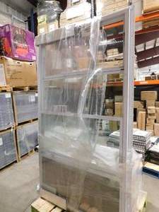 lot 34 image: American Craftsman 84 in. x 47 in. 50 Series White Sliding Low-E Argon Glass Vinyl Fin Window