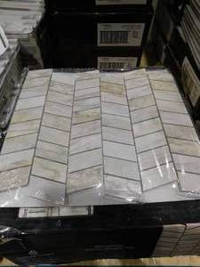 lot 45 image: Jeffrey Court Weekender BeigeCream 10.125 in. x 12.125 in. Chevron Polished Marble Wall and Floor Mosaic Tile (17 sq. ft.)