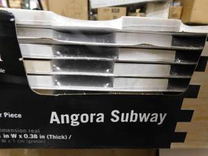 lot 57 image: Angora Subway 12 in. x 12 in. Polished Marble Mesh-Mounted Mosaic Floor and Wall Tile (9.7 sq. ft.)