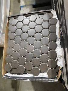 lot 59 image: LuxeCraft Obsidian Black 10 in. x 12 in. Glazed Ceramic Hexagon Mosaic Tile