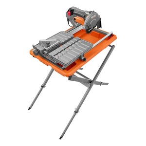 lot 141 image: RIDGID 9-Amp 7 in. Blade Corded Wet Tile Saw with Stand--Used, Tested & Works