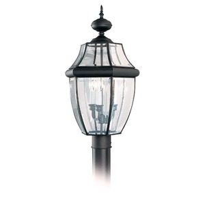 lot 147 image: Generation Lighting Lancaster 3-Light Outdoor Black Post Top