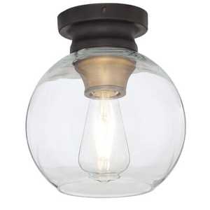 lot 150 image: (3) Home Decorators Collection Evelyn 8 in. 1-Light Modern Industrial Bronze Flush Mount Ceiling Light with Clear Glass Shade